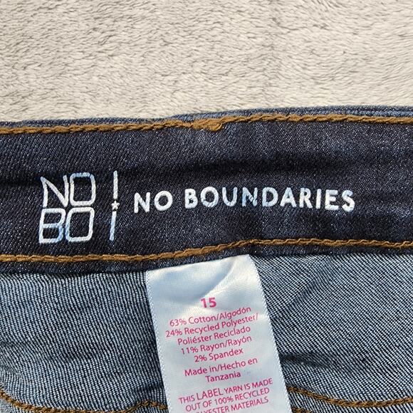 No Boundaries Jeans Womens 15 Juniors Blue Dark Wash High Rise Skinny Stretch - Picture 4 of 12